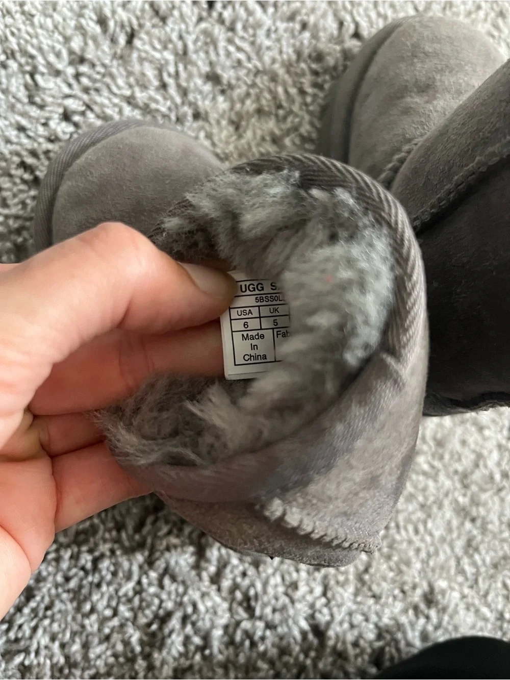 UGG Kids Gray Suede Shearling-Lined Boots